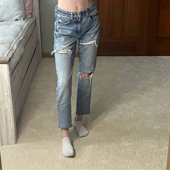 Garage Denim Medium WashHigh Rise Ripped Mom Jeans - Picture 1 of 4